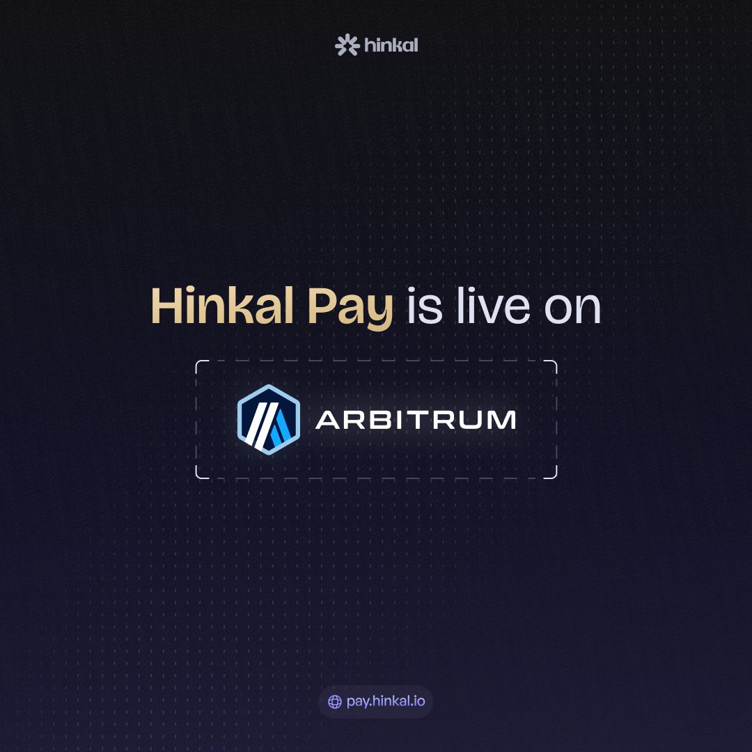 hinkal_protocol's tweet photo. Hinkal Pay is live on @arbitrum  
Enterprises and consumers can now settle confidentially, end-to-end.

Sender, recipient, amount - all private. 
Same wallets. Same assets. Same Arbitrum rails. 

With Hinkal Pay, you can:
- Send confidentially
- Receive confidentially
- Execute private & public payouts
- Maintain compliance controls

How it works 
When you settle through Hinkal Pay, funds move to a confidential balance inside Hinkal’s smart contract, controlled by the recipient’s existing wallet. 

From there, recipients can access funds with the wallet sender entered as the recipient and:
- Pay Privately
Execute confidential payouts to vendors, affiliates, employees, partners, or treasury accounts. Sender, recipient, and amounts remain confidential on-chain.
- Send to public wallets
Send funds as a standard on-chain transfer to any public wallet address. The sender remains private.

Viewing keys enable proactive sharing of all transactions with any regulators/chain analytics platform when required, without exposing financial data to counterparties or competitors.

No migration.
No new custody.
Compliant privacy, built-in.

Supported assets: USDT, USDC, DAI, ETH.
Try it at https://t.co/5TxHBDGRhF
