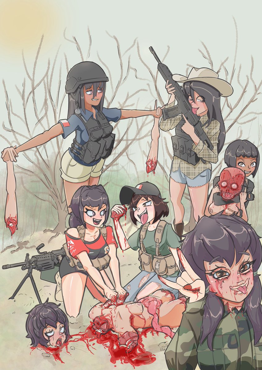 No Russians today just #Mexicancartel girls and lots of gore and suffering. Drawing has been taking me forever lately because of my college sadly