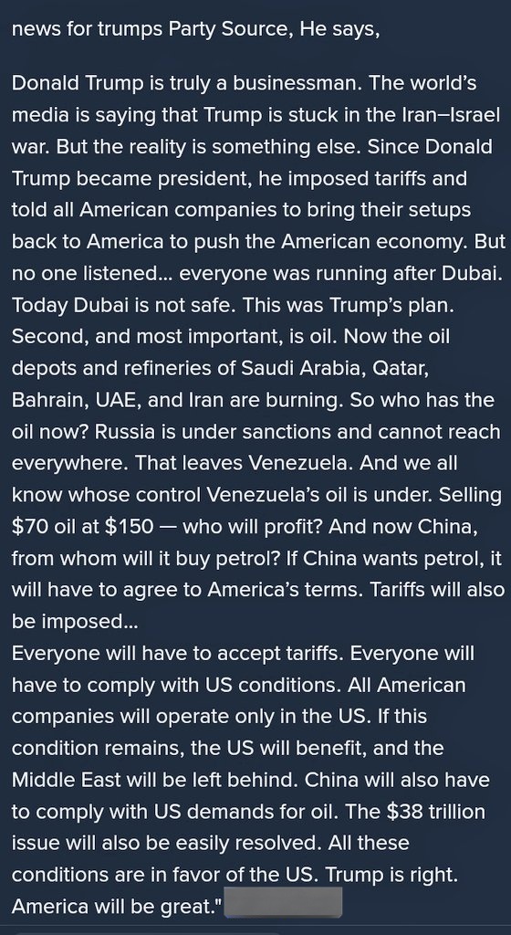 mukatys1's tweet photo. Share this news. This is not a war Iran israel. 
 USA K POWER KI JUNG HAI. JIS K BENIFIT USA KO MILENGEY. AUR MIDDLE EAST IS MEIN QURBANI DEGA. TRUMP NE APNE ITHIDIO K KNDEY PE RAKH K BANDUQ CHALAI HAI.@PakMilitaryClub
@AJEnglish @AsifAli_Haider @Dhruv_Rathee02 @iamSaharEmami https://t.co/TgbxO3Q96S