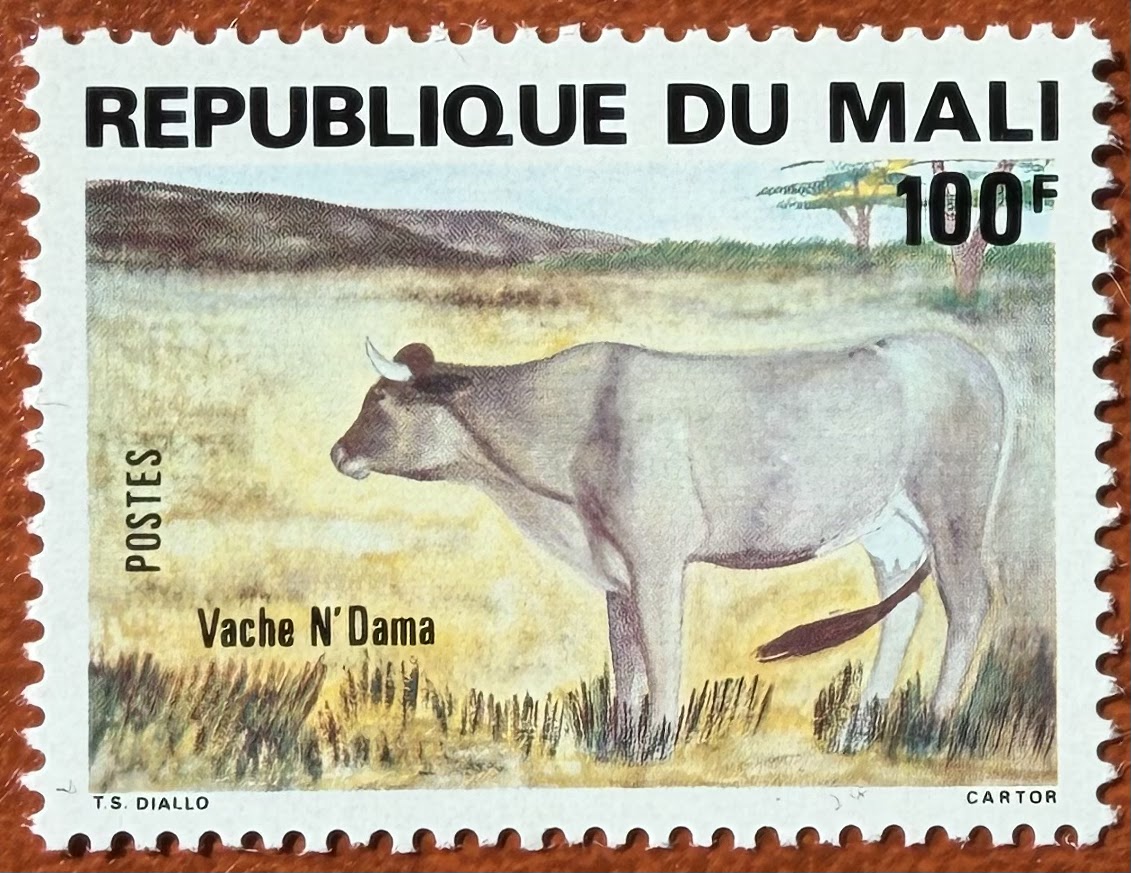 stampswithcows's tweet image. Stamp with cow. République du Mali 🇲🇱 1981. #Mali #stamps #cows #vache #Africa