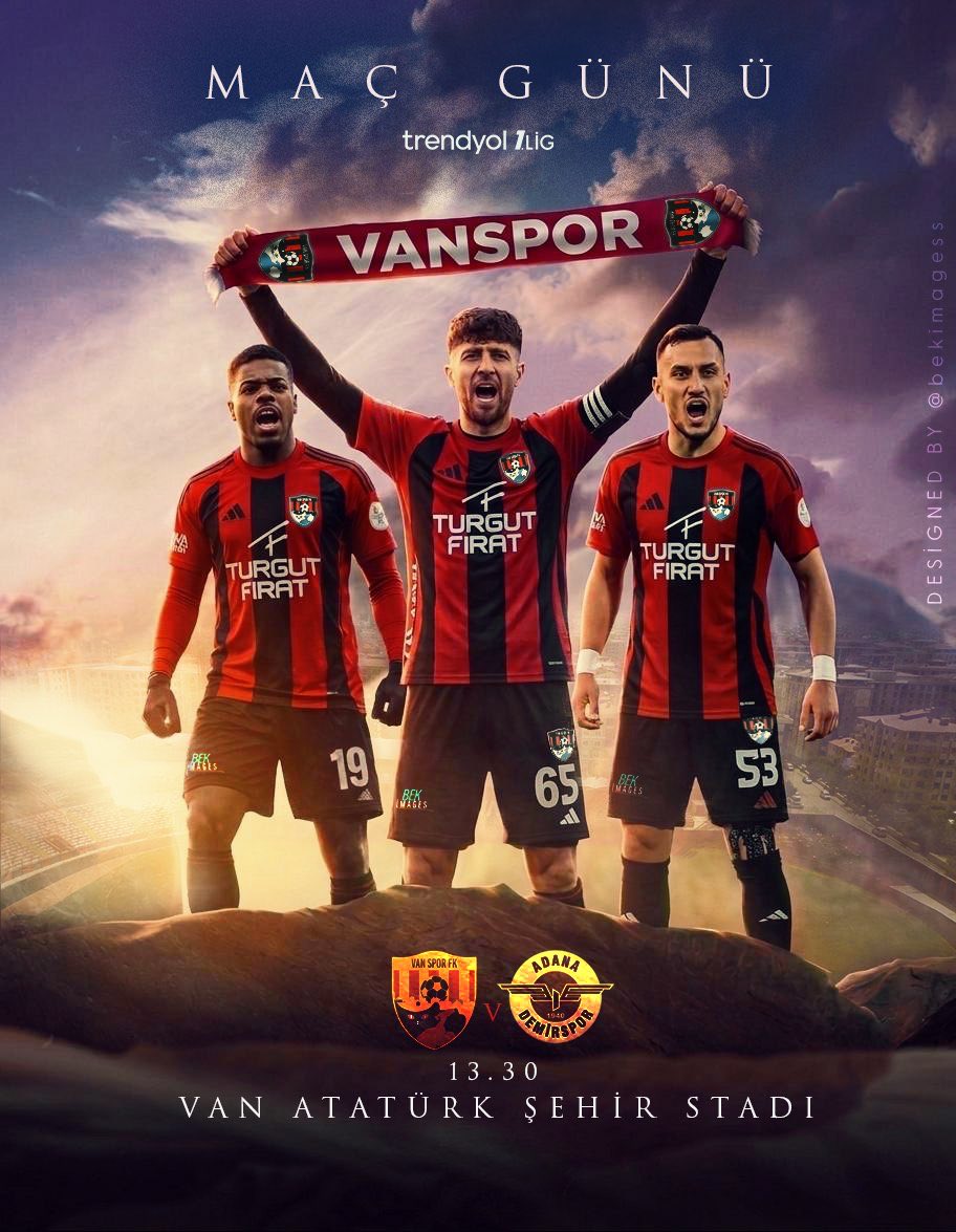 bekimagess's tweet photo. Bugün günlerden Vanspor!

Vanspor FK 🆚 Adana Demirspor
🏟️ Van Atatürk Şehir Stadyumu
⏰ 13:30
Tribünler dolsun, Van tek ses olsun! 🔴⚫
#Van #Vanspor #Designer #FootballDesigner #grafiktasarım https://t.co/MPOsJ8ypHi