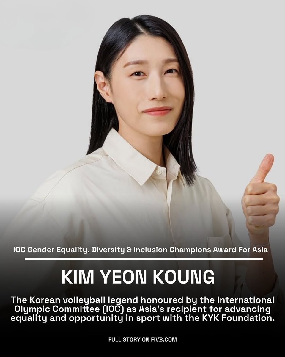 nulpuleunsonamu's tweet photo. 배구 전설 김연경, IOC '아시아 성평등·다양성·포용 챔피언' 수상

김연경 선수가 스포츠 분야에서 평등과 기회를 증진한 공로를 인정받아 IOC의 '성평등, 다양성 및 포용 챔피언 어워드(Gender Equality, Diversity &amp; Inclusion Champions Award)' 아시아 지역 수상자로 선정되었습니다. https://t.co/MDp74pOKTg