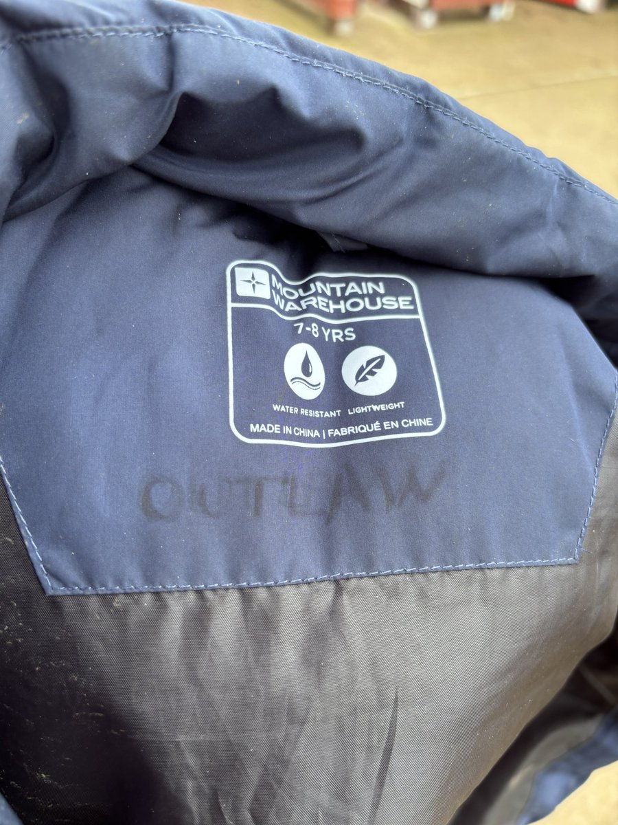 Lost property- we think someone left this blue coat behind on Sunday. No surname of Outlaw on the register? If yours from attending soccer school, it’s been left in the club turnstile room as you enter the ground.