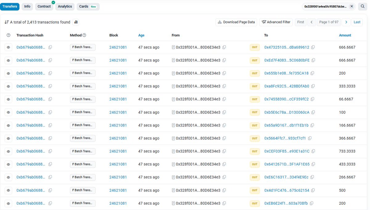 The $NEXI project has started distributing tokens to wallets. 👀
As seen on the explorer, thousands of transactions are being processed through batch transfers.
Now the big question is: When will withdrawals and trading be enabled?

Are they preparing for a listing soon, or is
