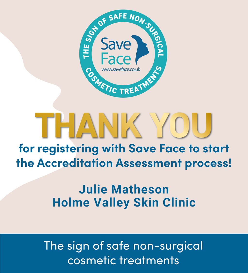 SaveFaceUK's tweet image. A BIG welcome to Julie Matheson of Holme Valley Skin Clinic. Thank you for choosing to register with Save Face, and to start the Accreditation process! #West Yorkshire #saveface #safepractice #staysafe #injectibles #aesthetics #antiwrinkle #dermalfiller