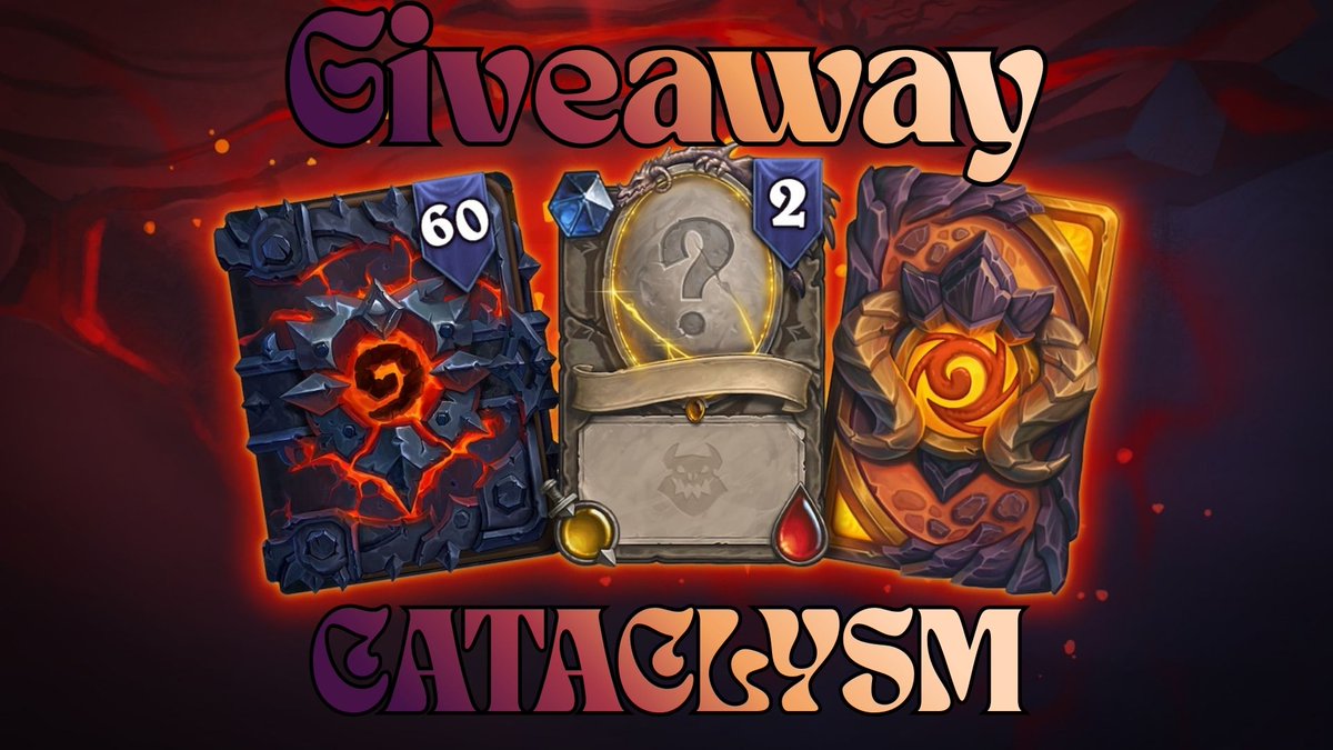 🔥 GIVEAWAY ALERT!! 🔥

Courtesy of <a href="/PlayHearthstone/">Hearthstone</a> I have CATACLYSM bundle to give away! 🧡

TO ENTER: 
❤️‍🔥 Follow my Twitter + 🔁 &amp; ❤️ this post
❤️‍🔥 Follow me on twitch.tv/natalkahs
❤️‍🔥 Comment your username on Twitch 🥰

Good luuuck!! 🍀

#Hearthstone #Cataclysm #Giveaway