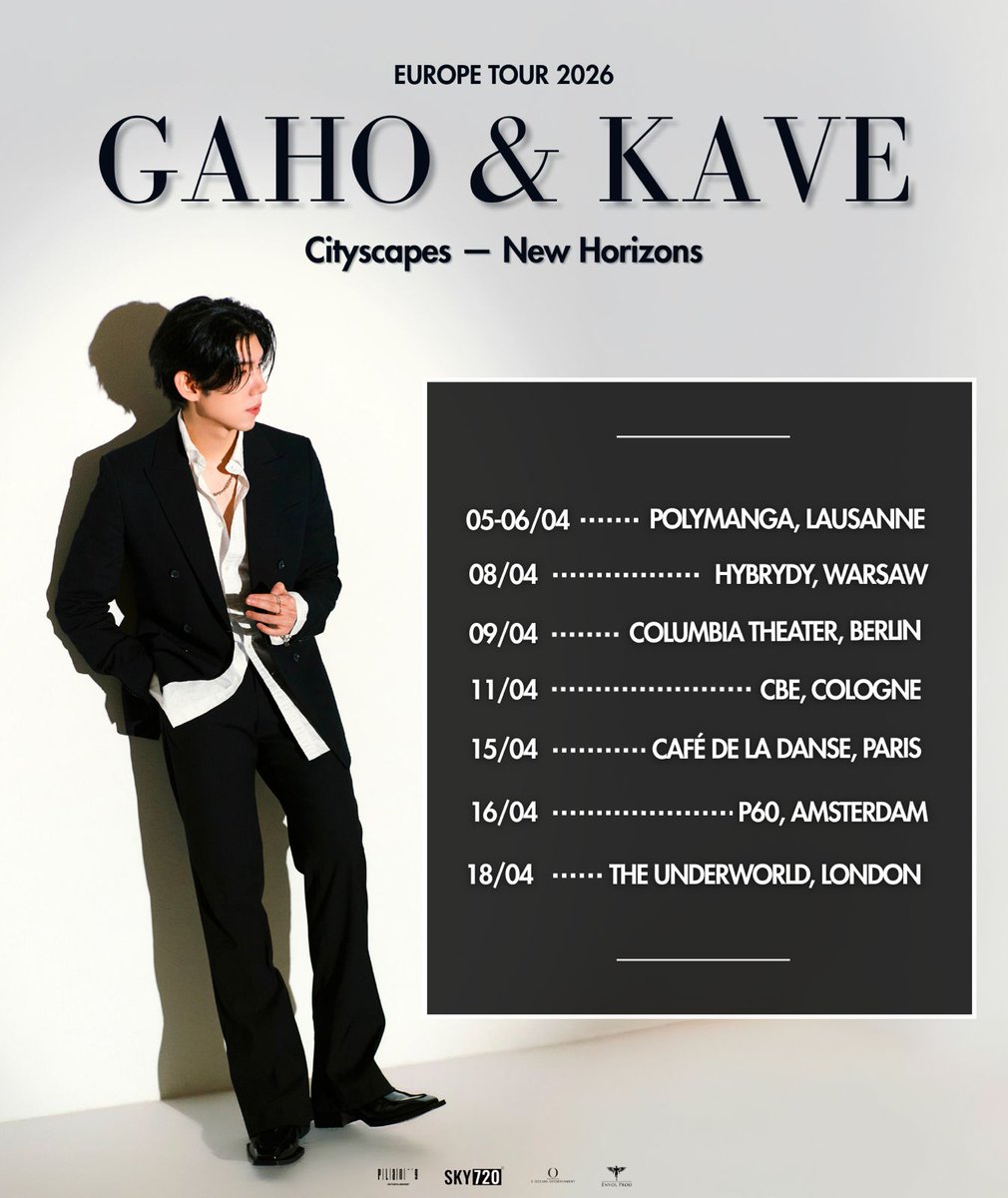 EnvolTorpedo's tweet photo. GAHO &amp; KAVE — EUROPE TOUR 2026

Get ready for the most captivating voices of the Korean music scene live in Europe.

Tickets on sale Thursday, March 12 at 18:00

Benefits on sale
Thursday, March 12 at 20:00

#GAHO
#KAVE
#GahoKaveEuropeTour
#CityscapesNewHorizons
#KopinEurope https://t.co/Tt4VyczLnV
