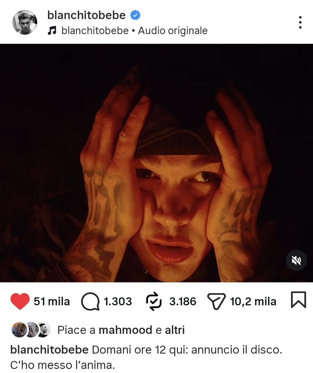 RoC085's tweet photo. Si sente tutta la tua meravigliosa anima, Riccà 🥹❤️
Non vedo l'ora di ascoltare tutto l'album e farmi esplodere il cuore ❤️‍🩹
#Blanco https://t.co/EoGpgsK9ZA