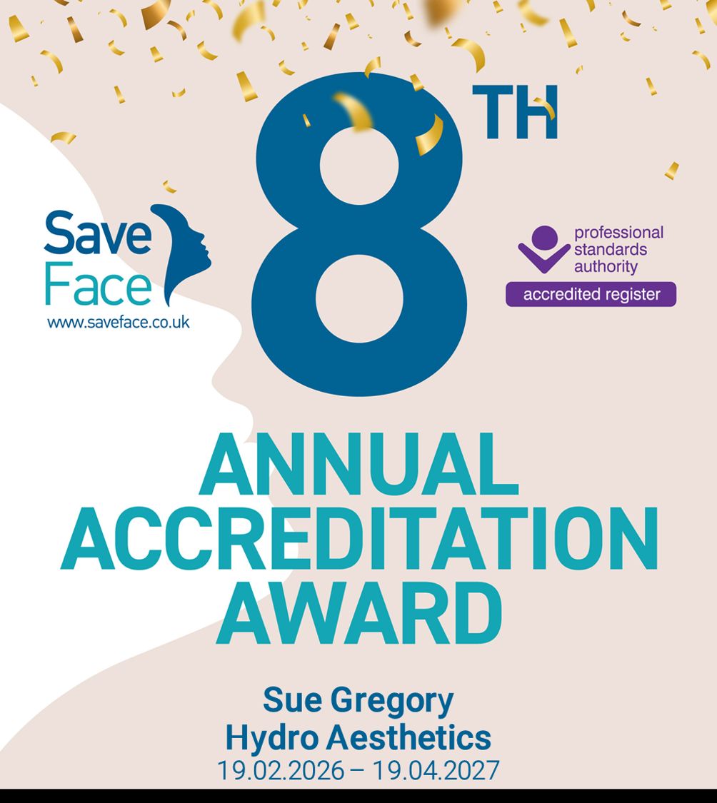 SaveFaceUK's tweet image. A big thank you to Sue Gregory of Hydro Aesthetics for renewing her Save Face accreditation for the 8th year running. Explore her accredited clinic here: buff.ly/o6CRGS7? 
#eigthYear #Loughton #SaveFace #SafePractice #StaySafe #Injectables #Aesthetics #AntiWrinkle