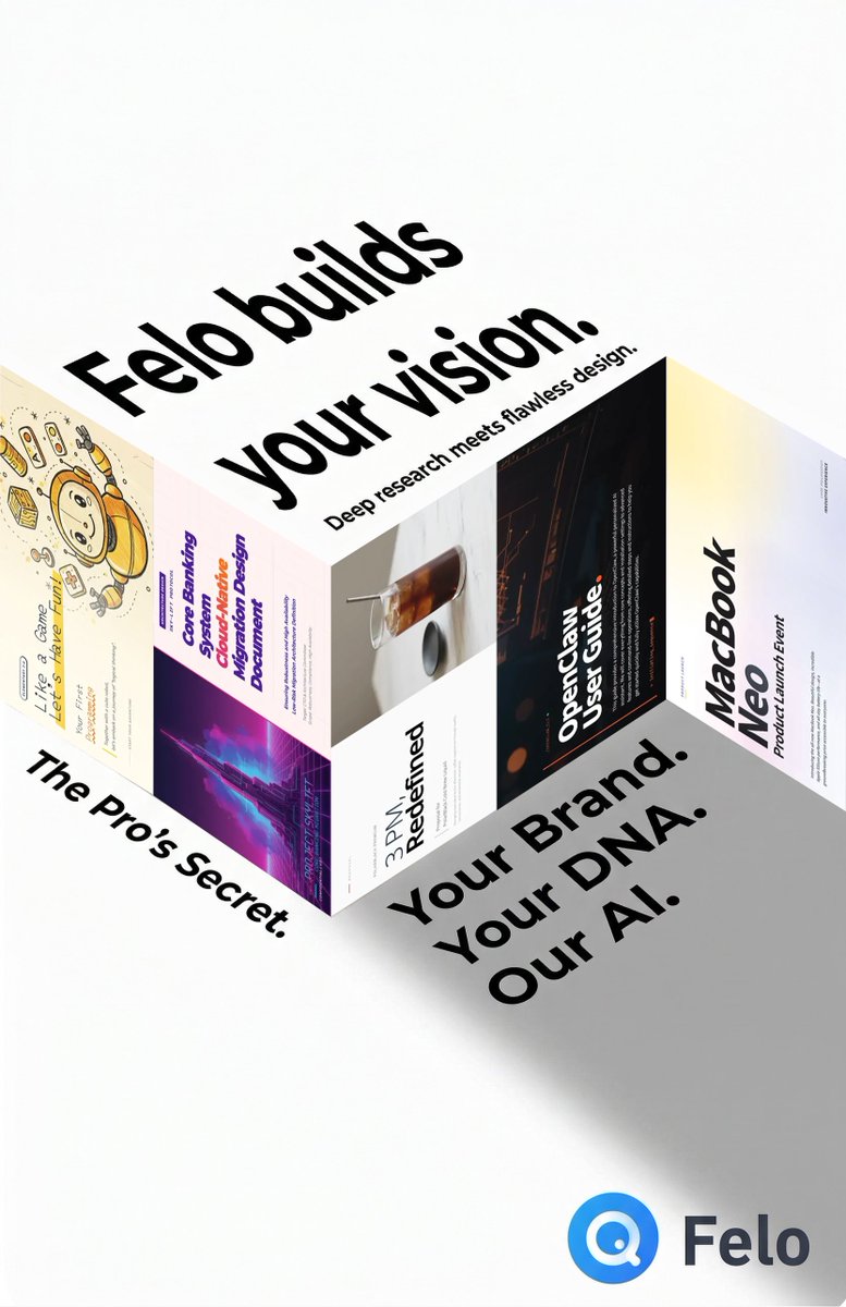 felo_ai_en's tweet photo. The era of "fix-it-yourself" AI slides is over. We rebuilt Felo AI Slides to actually finish the job. 

It’s a classic struggle: you find a decent template but can't fit your content in, or you have the content but can't find a style that matches. 
Most AI tools just give you a messy starter pack that takes hours to fix. Felo changes that.

🎯 Fixed Themes, Zero Flaws: Stop the "layout roulette." Choose from 8 professional themes that actually fit your narrative. Whether it's 5 slides or 50, your style stays 100% consistent and polished.

🧬 Clone Your Brand: Need to stay on-brand? Upload your corporate PPT, and Felo auto-extracts your DNA: colors, fonts, and grids. Your content fits perfectly into your brand's exact specs, right down to the footers.

🧠 Real Research, Not Just Filler: We upgraded the brain. Felo performs deep research and strategic planning first, ensuring your slides have actual substance and logic, not just random bullet points.

⚡ One Page, One Click: No more jumping through menus. All settings: style, language, page count, are on one page. One click, and your professional deck is ready.

Stop filling boxes. Start shaping visions.
https://t.co/GbnzqLhvbU