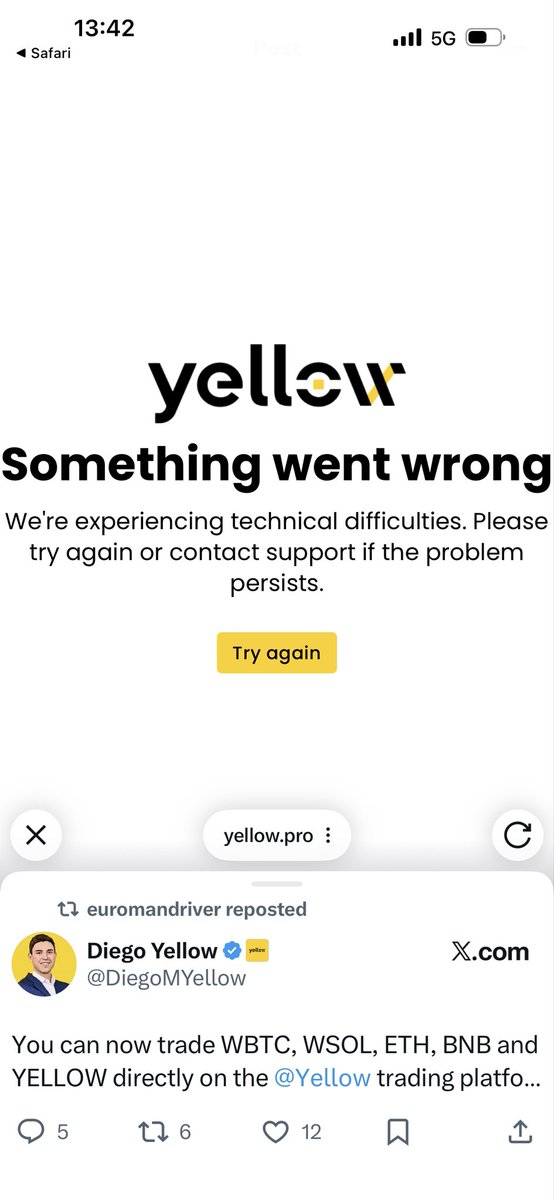 myguestlistvips's tweet photo. @DiegoMYellow @euromandriver @Yellow Crashing already and still can not access and link up to reclaim my tokens as an early investor. No response! Will wait until the end of the week as grace period as @Yellow @AlexisYellow iron out any issues. Was really stoked about this project more than any other. https://t.co/75KfpC6i1q