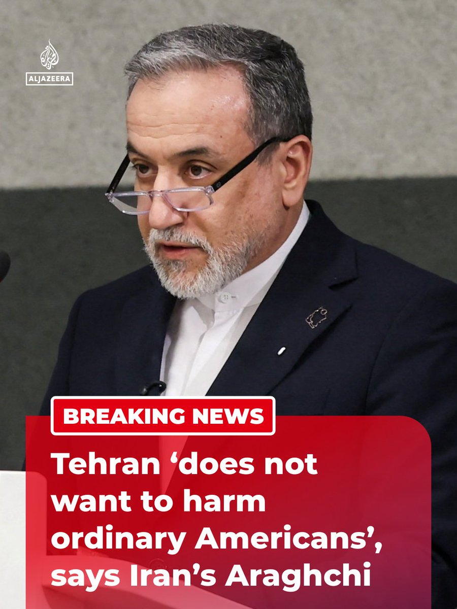 AJEnglish's tweet image. BREAKING: “Iran does not want to harm ordinary Americans who overwhelmingly voted to end involvement in costly foreign wars”, says Iran's FM Abbas Araghchi.

🔴 LIVE updates: aje.news/j4px62