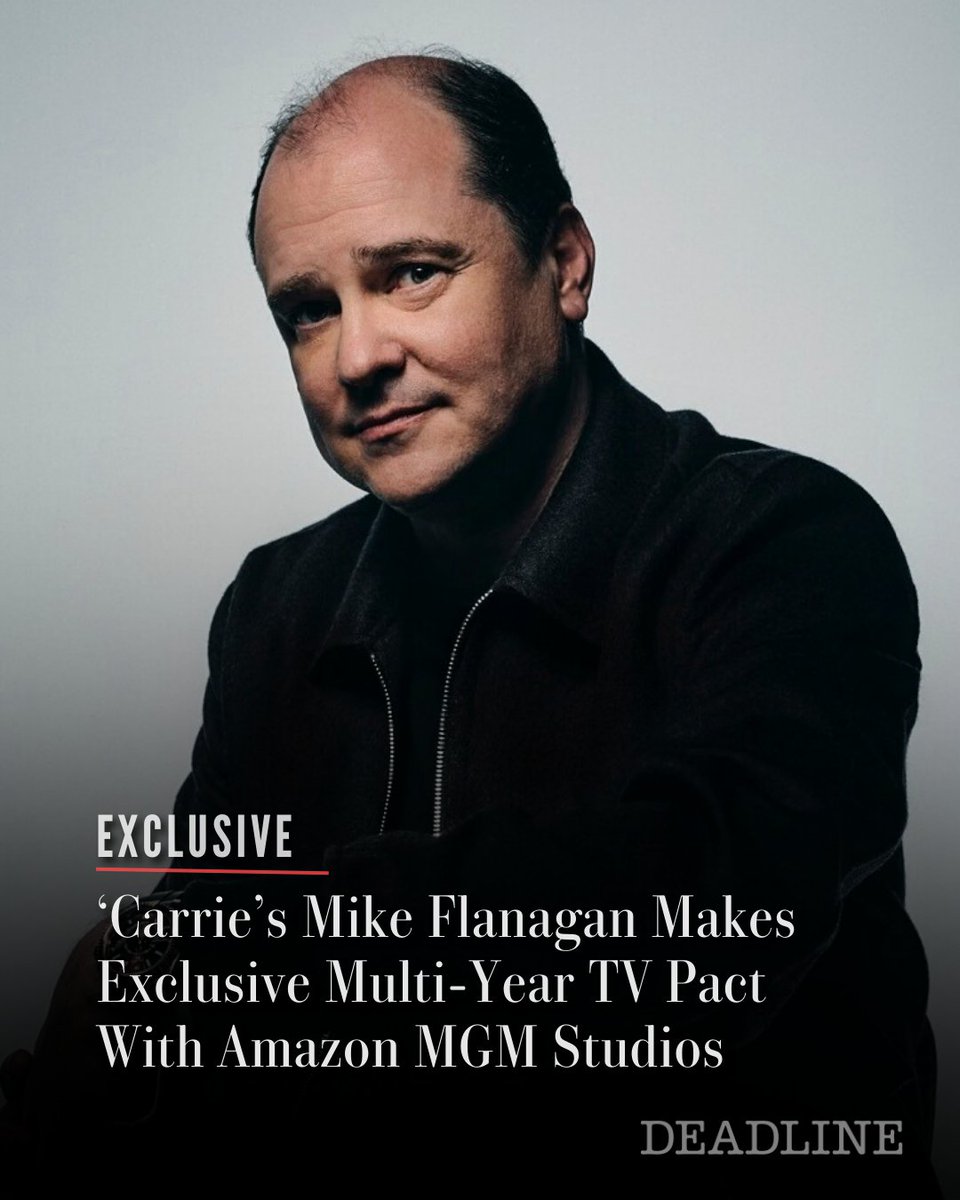 DEADLINE's tweet photo. EXCLUSIVE: Amazon MGM Studios has signed filmmaker and showrunner Mike Flanagan to an exclusive multi-year overall deal, under which he will develop and produce original series exclusively for the studio. 

Deal comes after Flanagan recently wrapped production on the TV series adaptation of Stephen King’s ‘Carrie’ for Amazon, marking Flanagan’s first series under the new partnership.

Full details here: https://t.co/SXwRJOsT4D