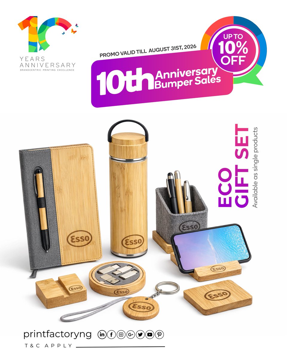 Printfactoryng's tweet image. Enjoy up to 10% OFF on selected print &amp;amp; branding solutions — from die-cut stickers, vehicle branding, eco gift sets, wall branding, business cards, branded apparels, exhibitions &amp;amp; displays, brochures &amp;amp; more.

📩 DM us to get started.

#AnniversaryBumperSale #Printfactoryng