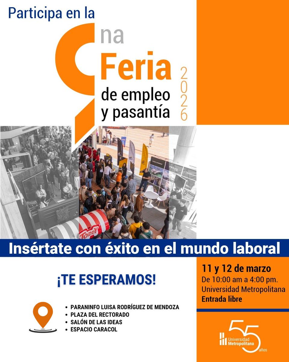 InterGlobalSC's tweet photo. En #InterGlobal volveremos a estar presentes en la 9na. Feria de Empleo y Pasantías UNIMET. Este evento se realizará los días 11 y 12 de marzo 2026. ¡Entrada totalmente libre! Prepara o actualiza tu CV y ¡Nos Vemos en la UNIMET! #RespondePorTi #RSE #Empleo #Pasantías #UNIMET https://t.co/UzO93m3DEe