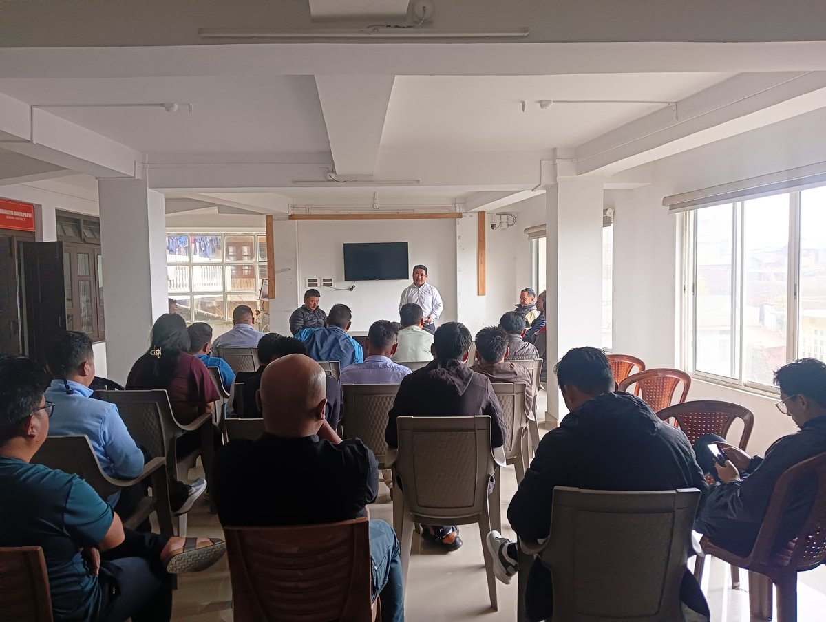 BjpKohima's tweet photo. BJP Kohima District held a meeting with District Morchas, Mandal Presidents, and General Secretaries, where the constitution of booth committees and Shakti Kendras was highlighted and the upcoming programme of the Pt. Deendayal Upadhyaya Prashikshan Mahabhiyan was deliberated. https://t.co/Pb1cKlTygl