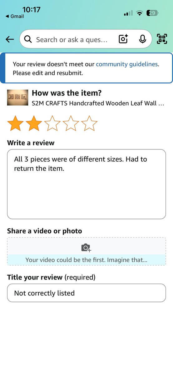 rups33's tweet image. A two liner honest review of a product I had to return as in listing all 3 items are supposed to be of same size. What was delivered was 3 items - all different sizes. But Amazon informed that saying such truth is not allowed. @amazonIN @ZeeNews @ABPNews #news #AmazonIndia