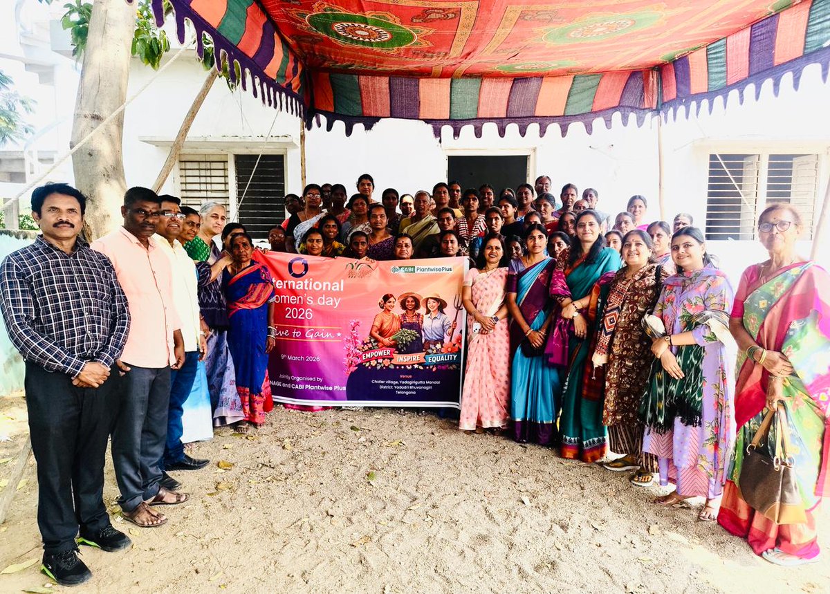ManageHyd's tweet photo. #MANAGE and #CABI–PlantwisePlus jointly organized the International Women’s Day Celebration 2026 with the theme“Give to Gain”at Choller Village, Yadagirigutta Mandal, Yadadri Bhuvanagiri District, Telangana in collaboration with Ageeva Farmers Producers Company Ltd.  
#GiveToGain https://t.co/yhBGfl1wWH