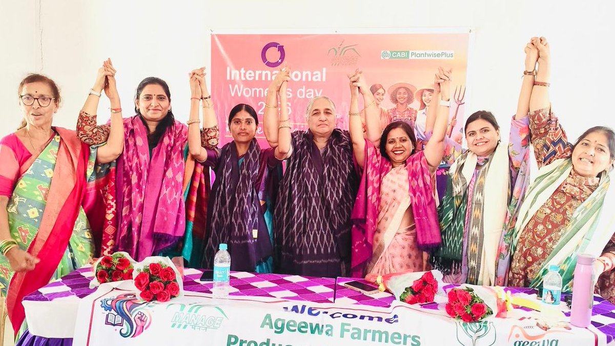 ManageHyd's tweet photo. #MANAGE and #CABI–PlantwisePlus jointly organized the International Women’s Day Celebration 2026 with the theme“Give to Gain”at Choller Village, Yadagirigutta Mandal, Yadadri Bhuvanagiri District, Telangana in collaboration with Ageeva Farmers Producers Company Ltd.  
#GiveToGain https://t.co/yhBGfl1wWH