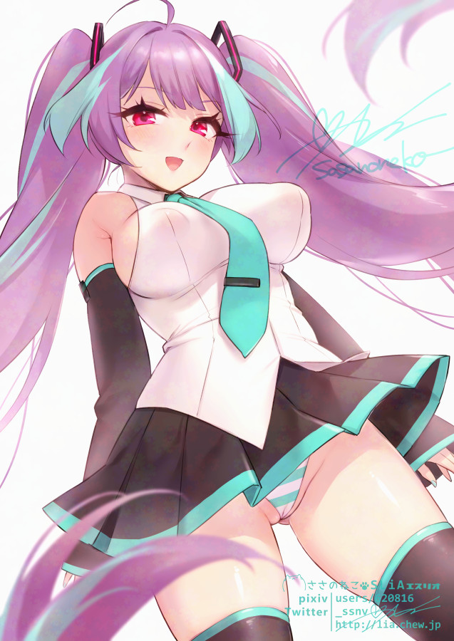 ミクの日なので昔描いたミクさんコスのみくもちゃんをちょっと直して再掲 