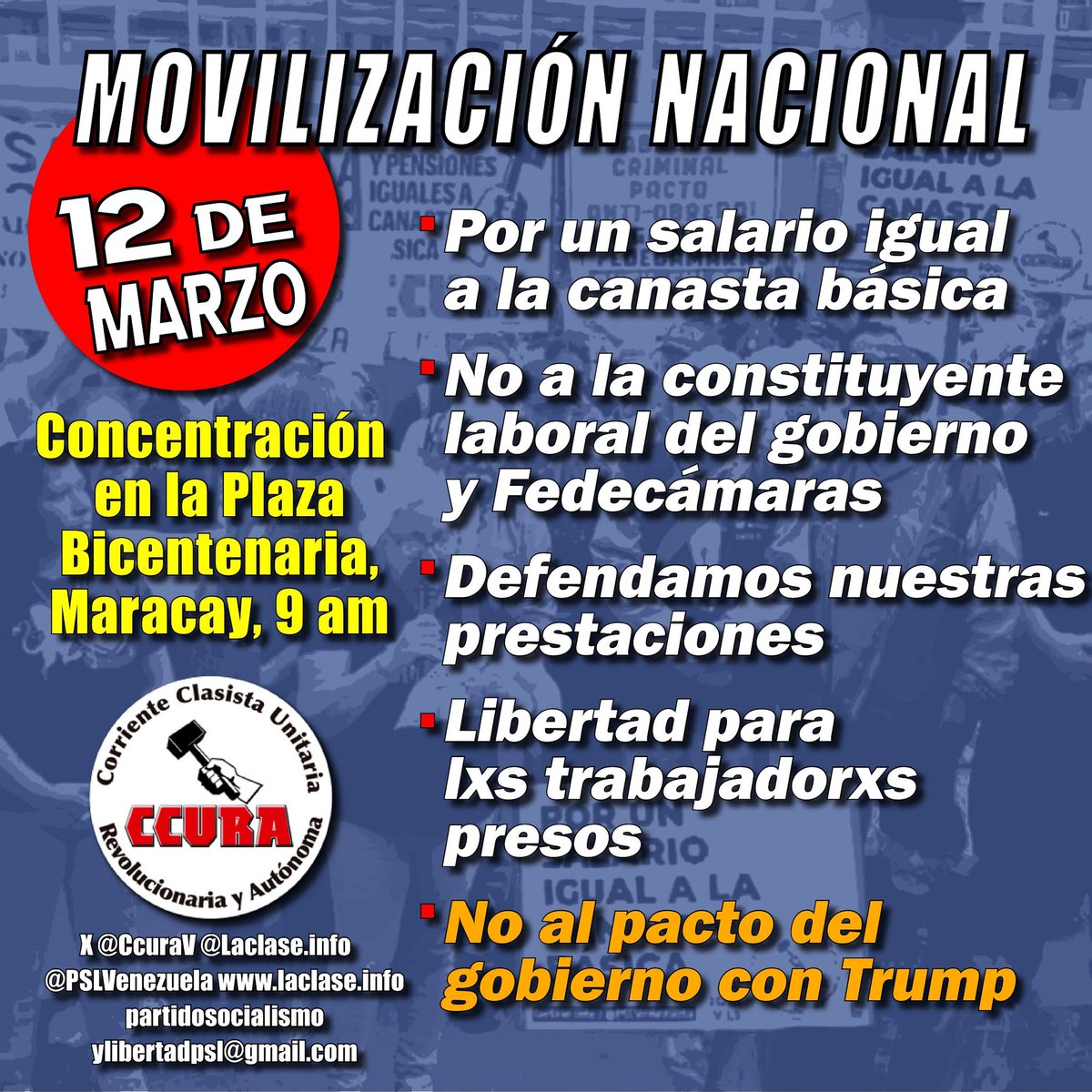 UcvMiguelangel's tweet photo. #12marzo a 4 años del último aumento salarial nos movilizaremos por #salarioigualacanastabasica #libertadsindical #noal2792 #noalinstructivoonapre #libertadalospresospoliticos @PSLVenezuela @CcuraV https://t.co/PDbDbiBs5y