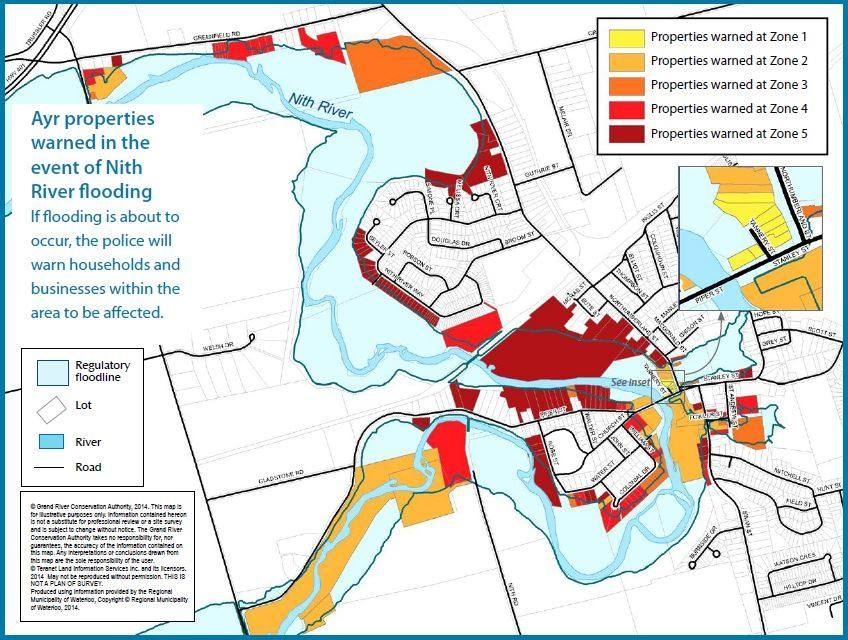 northdumfries's tweet photo. The Grand River Conservation Authority (GRCA) advised the Township earlier this morning that they have updated the Flood Warning to Zone 3, specific to the Nith River in Ayr. Tannery Street remains closed. 
@NewsRadioKIT @CTVKitchener @CBCKW891 https://t.co/SLaQeKsOqo
