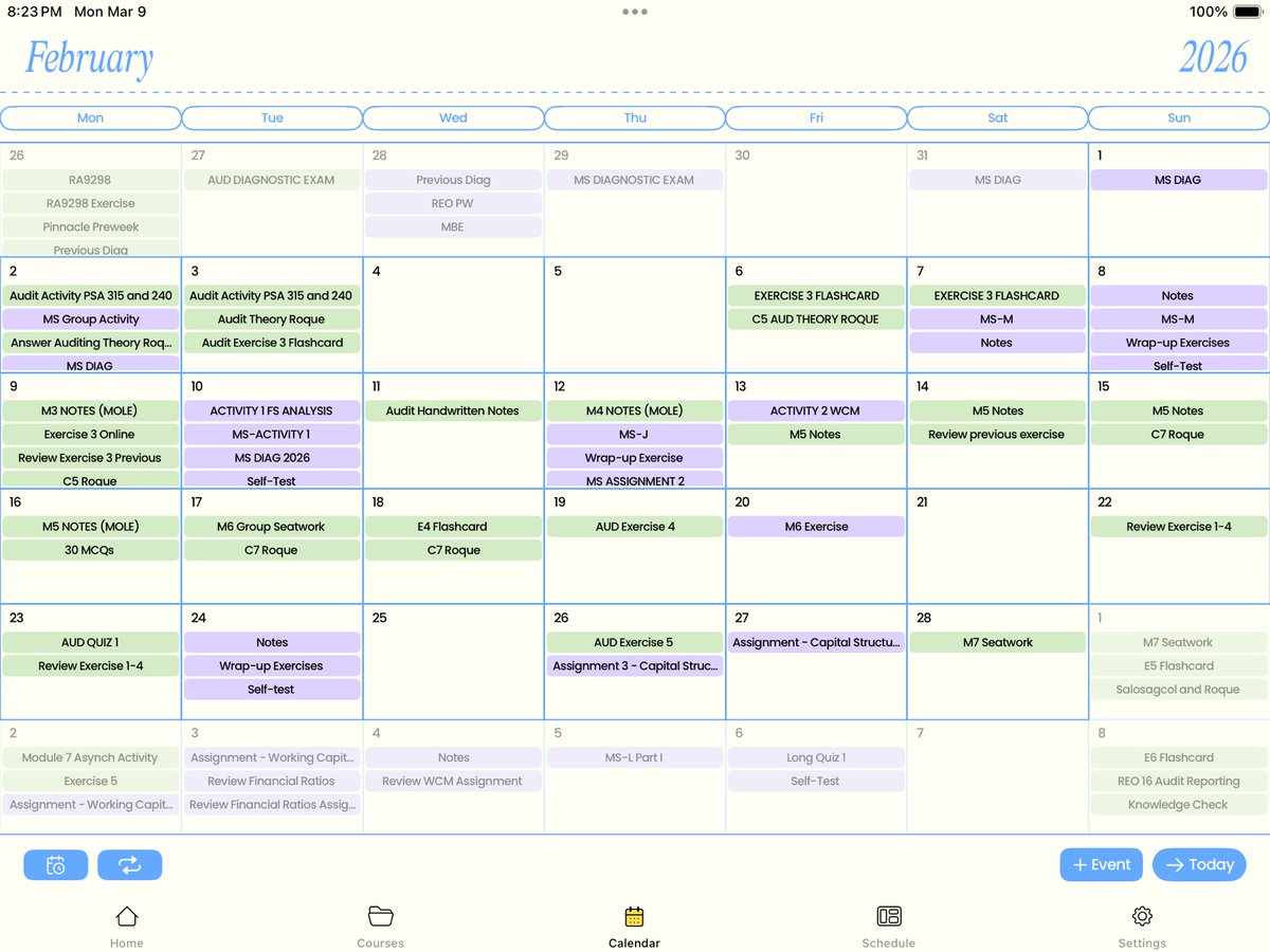 faa_cpa's tweet photo. ๐ feb study-log #studytwt #studybuddy
total time for feb is very low compared to last yearโs monthly total time :(( but still grateful for choosing to be productive when i can
๐๐ง ๐๐๏ธ๐๏ธ๐ป https://t.co/f5gc91fugZ