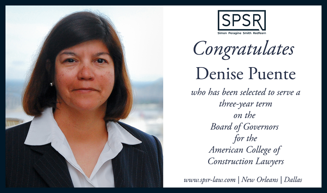 SPSR_Law's tweet photo. Denise Puente has been selected to serve a three-year term on the Board of Governors for the American College of Construction Lawyers (ACCL).  The ACCL is an invitation only organization making it one of the most prestigious in the nation.  Visit: https://t.co/gcQwyemQxi https://t.co/wUvGYj1P1t