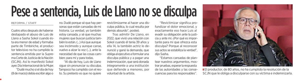 El caso de Luis de Llano exhibe una de las peores fallas del sistema de justicia en México: puedes ganar una sentencia y aun así no obtener justicia. La Corte resolvió, la condena existe, la reparación fue ordenada, pero la disculpa no llega. Y ese no es un detalle menor: una