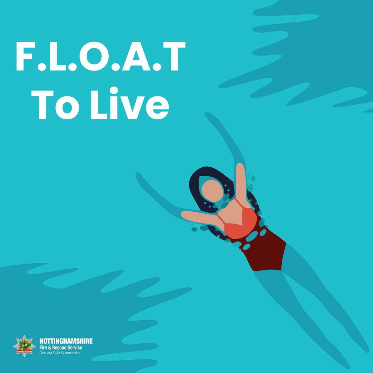 nottsfire's tweet photo. 🌊 If you get into trouble in the water, remember: FLOAT to Live.

🫁 Fight the urge to panic
😮‍💨 Tilt your head back, keep your mouth clear
🌬️ Spread your arms &amp; legs
🕒 Float until you can control your breathing
📣 Then call for help or swim to safet https://t.co/AM1IZkUQuf