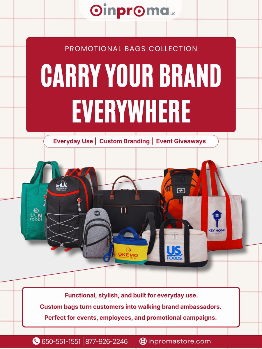 InpromaB's tweet photo. Carry your brand everywhere. 🎒
Functional, stylish, and built for everyday use, custom promotional bags turn customers into walking brand ambassadors—perfect for events, employees, and promotional campaigns.
#CarryYourBrandEverywhere #PromotionalBags #PromotionalProducts https://t.co/z2iLAxUQM3