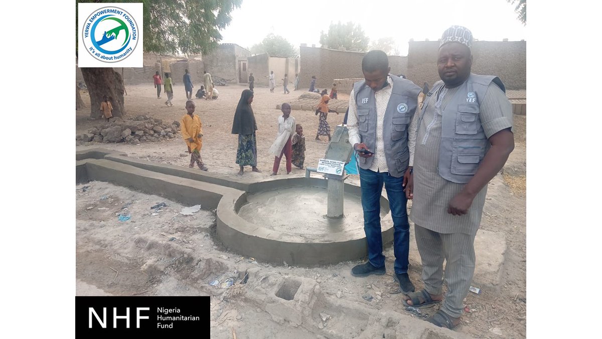 YerwaF's tweet photo. Yerwa Empowerment Foundation (YEF) repaired 3 hand pumps in Riberi and Shuwari communities, Dikwa LGA, Borno State, restoring access to safe and clean water for vulnerable households.

#YerwaEmpowermentFoundation #NHF #WASH #SafeWater #Dikwa #BornoState #HumanitarianAction https://t.co/6RboBCdduf