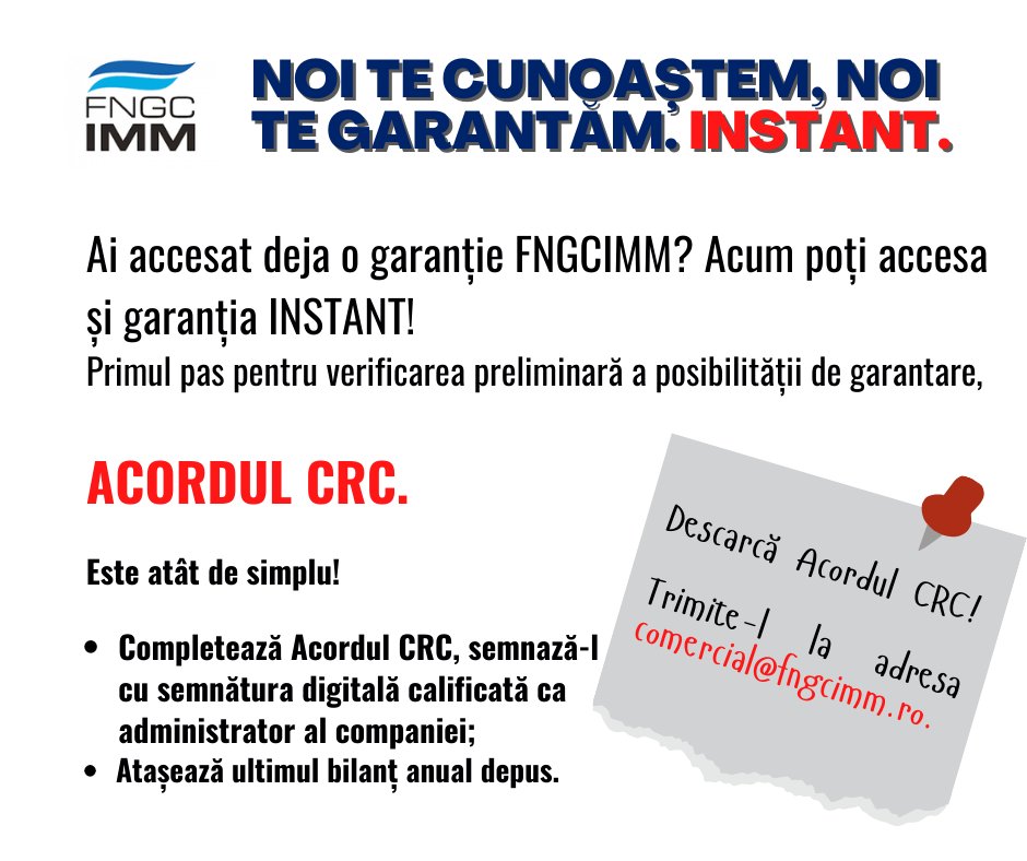 fngcimm's tweet photo. Ești deja sau ai fost clientul nostru? Atunci poți apela la noul produs de garantare INSTANT IMM. 
In cazul INSTANT IMM, Fondul determină companiile eligibile și le transmite către bănci cu garanția preaprobată.  👉https://t.co/Z1dgFJRJTH https://t.co/kFES6Xs9iM