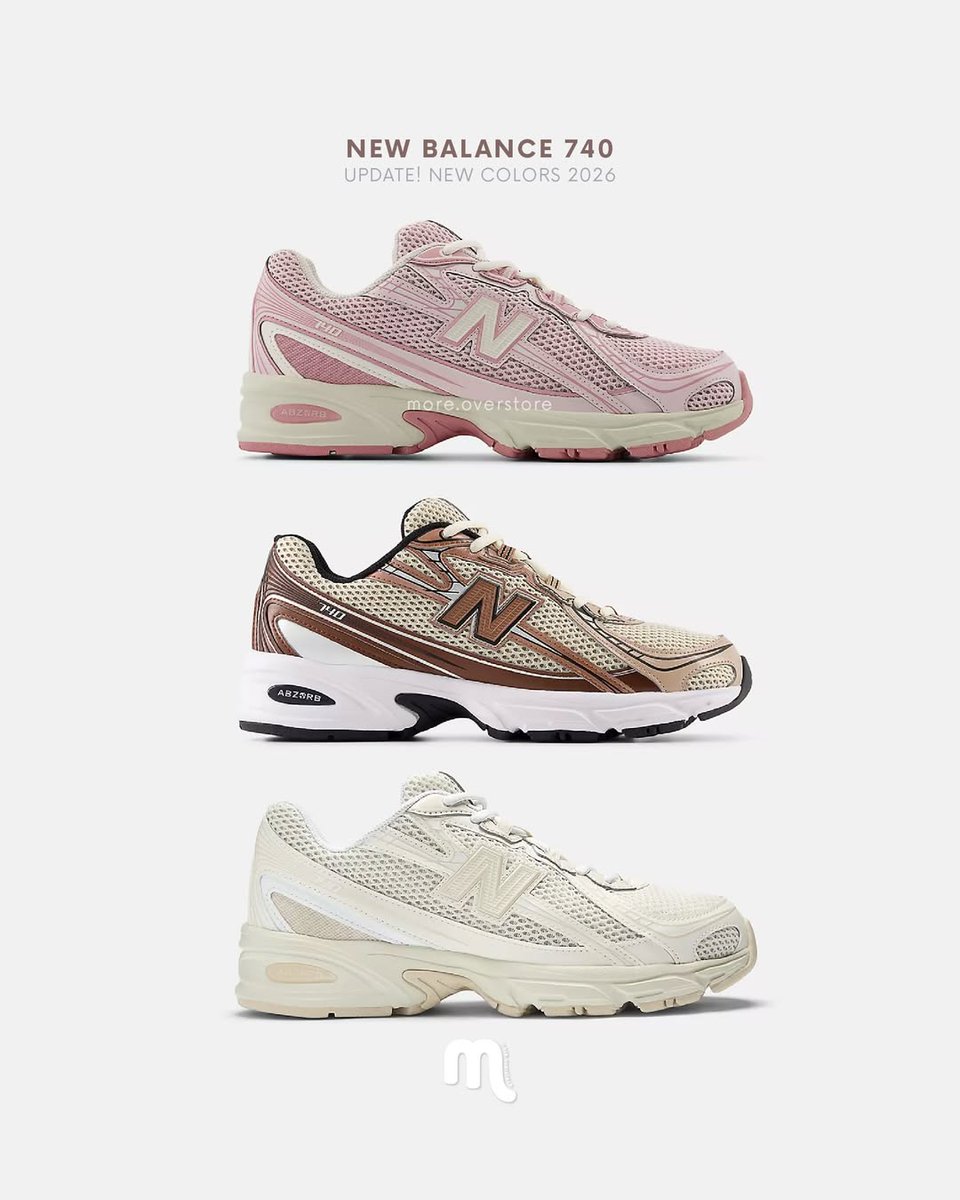 nutdant's tweet image. look at this new balance 740 colorway, it’s so pretty and i’m in love 🩷🤎🤍