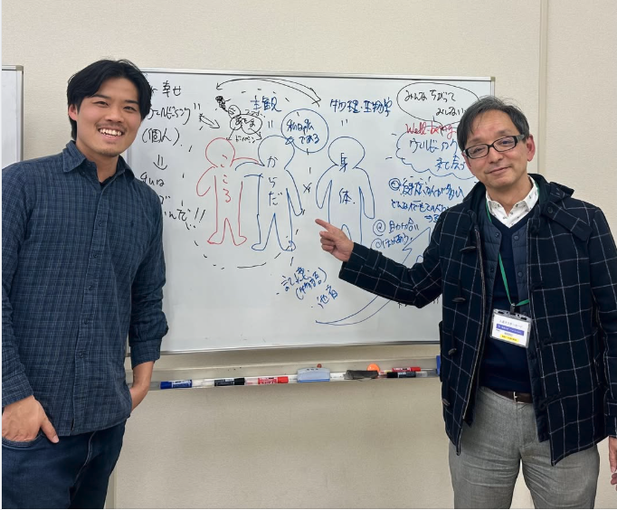 rm_koki's tweet photo. 帝京大学スポーツ医療学科の佐藤真治教授のゼミにお邪魔してきました。

自分の取り組みについてお話しさせていただき、ゼミ生の皆さんにも熱心に聞いていただきました。佐藤先生からはウェルビーイングについて教えていただき、学びの多い時間でした。

今後、授業をさせていただいたり、インターンシップの受け入れをさせていただく予定です。

佐藤ゼミに応援されながら、応援していきたいと思います。

佐藤先生、よろしくお願いします！