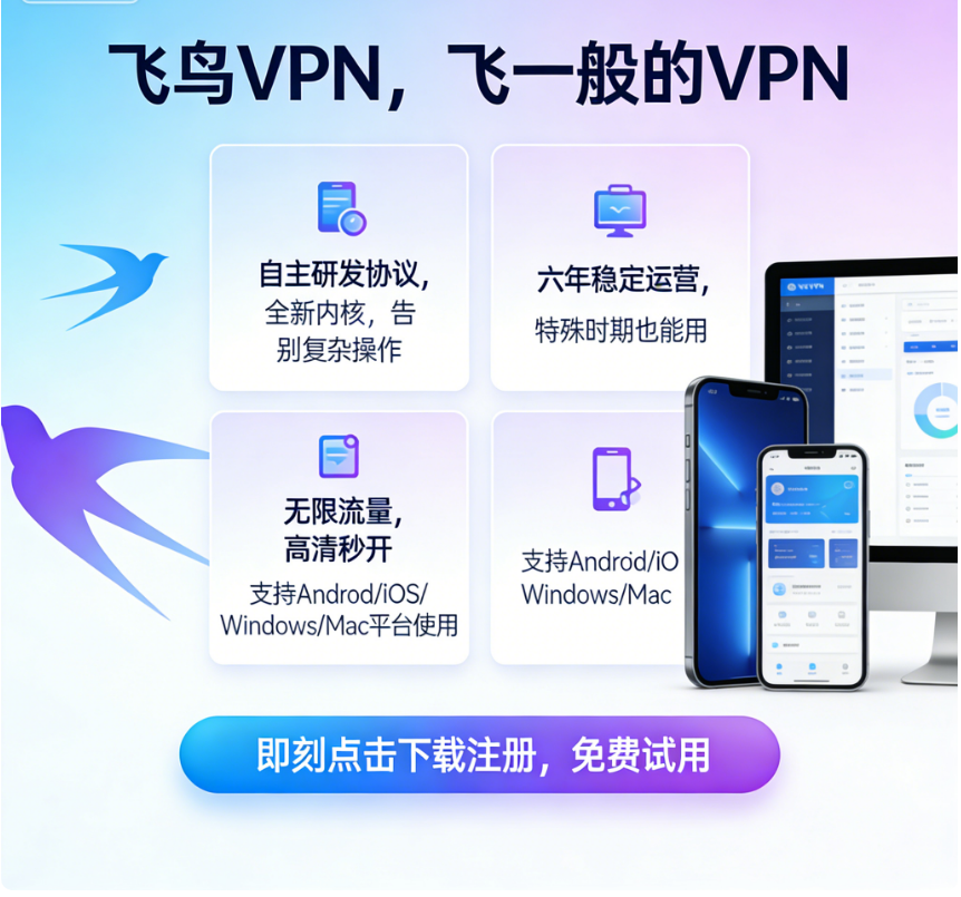 ️ 飞鸟VPN加速器，突破网络限制！ 🌐 飘逸的翻墙梯子，让你无畏地域封锁。 🚀 小火箭机场节点，极速畅享全球互联网！ 🔒 保护隐私，安全上网 ...