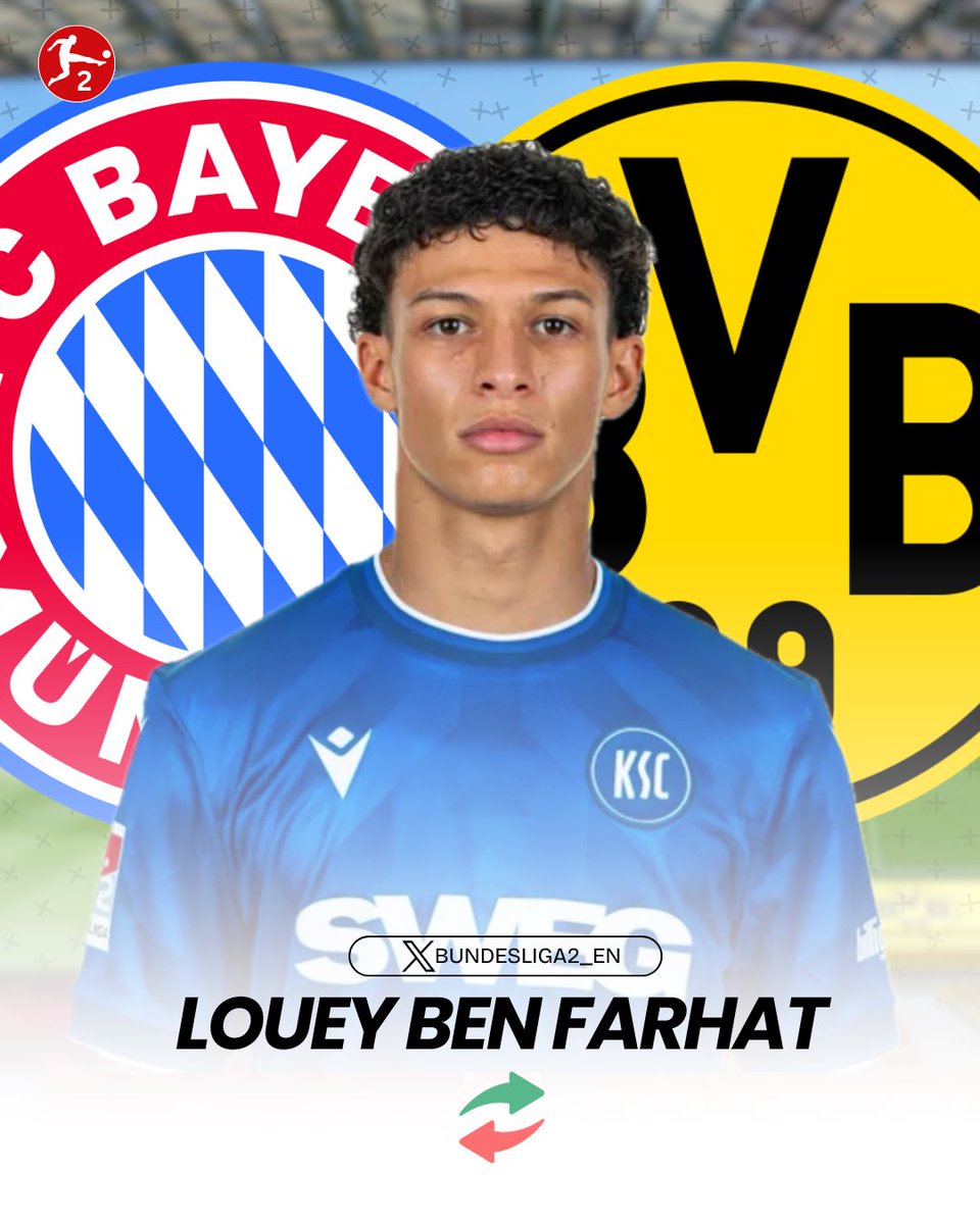 Bundesliga2_EN's tweet photo. 🔄 Louey Ben #Farhat is attracting the attention of many clubs.

💬 Sporting director Timon Pauls confirmed that scouts from Bayern, Borussia, Bayer, E.Frankfurt, Lyon, Nice, Como and Atalanta were present at yesterday's match against Dynamo.

🗞️ @BNN_BaNeuNa 

#Bundesliga2 #KSC https://t.co/qWDO8AJSQh