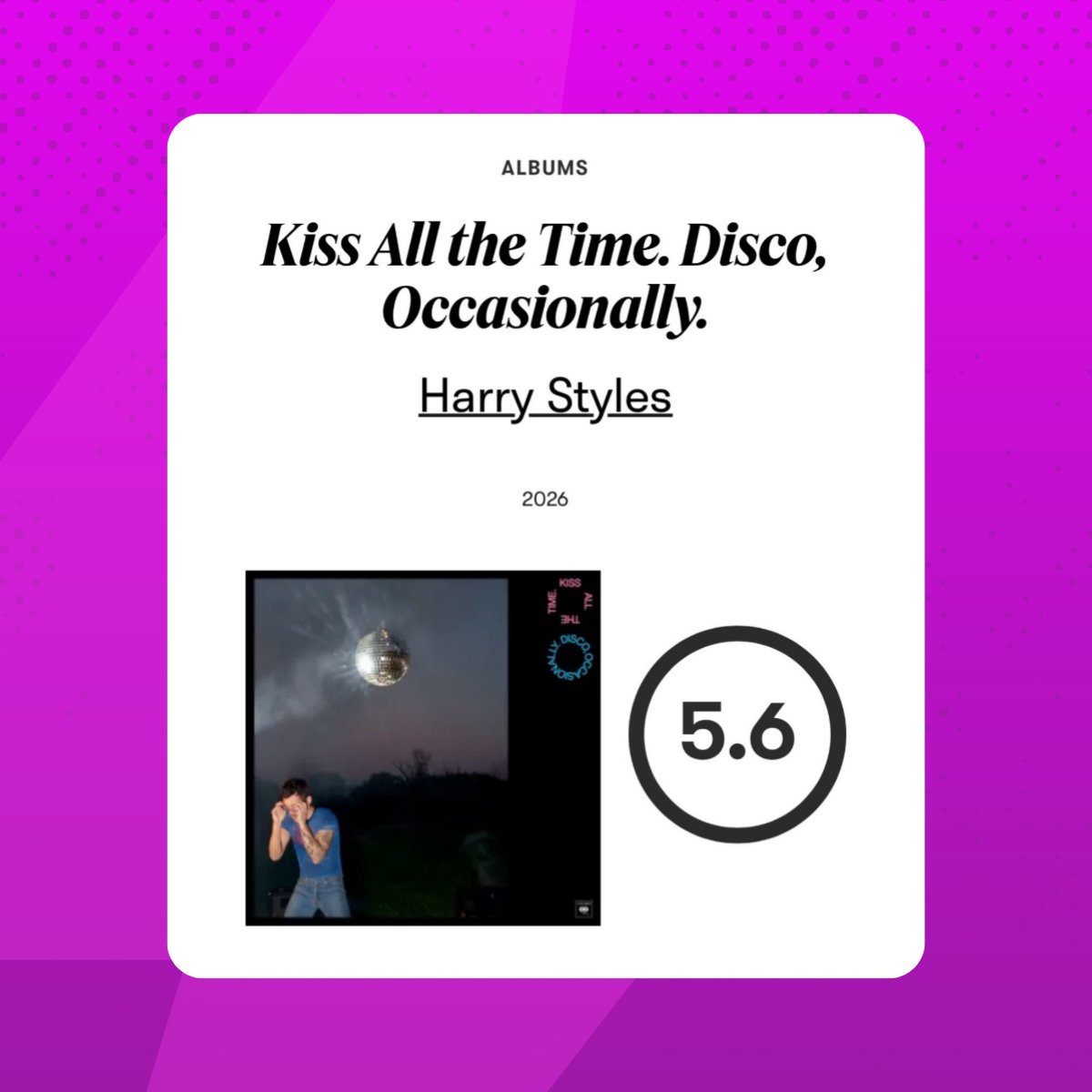 poptime's tweet photo. GENTE? Pitchfork DETONA novo álbum de Harry Styles, dando nota 5.6 de 10:

"O dance-pop insosso do quarto álbum de Harry Styles é simplesmente banal. Até mesmo as músicas sobre o vazio da fama pop sucumbem a uma contenção de bom gosto." https://t.co/8DjkxOVfTm