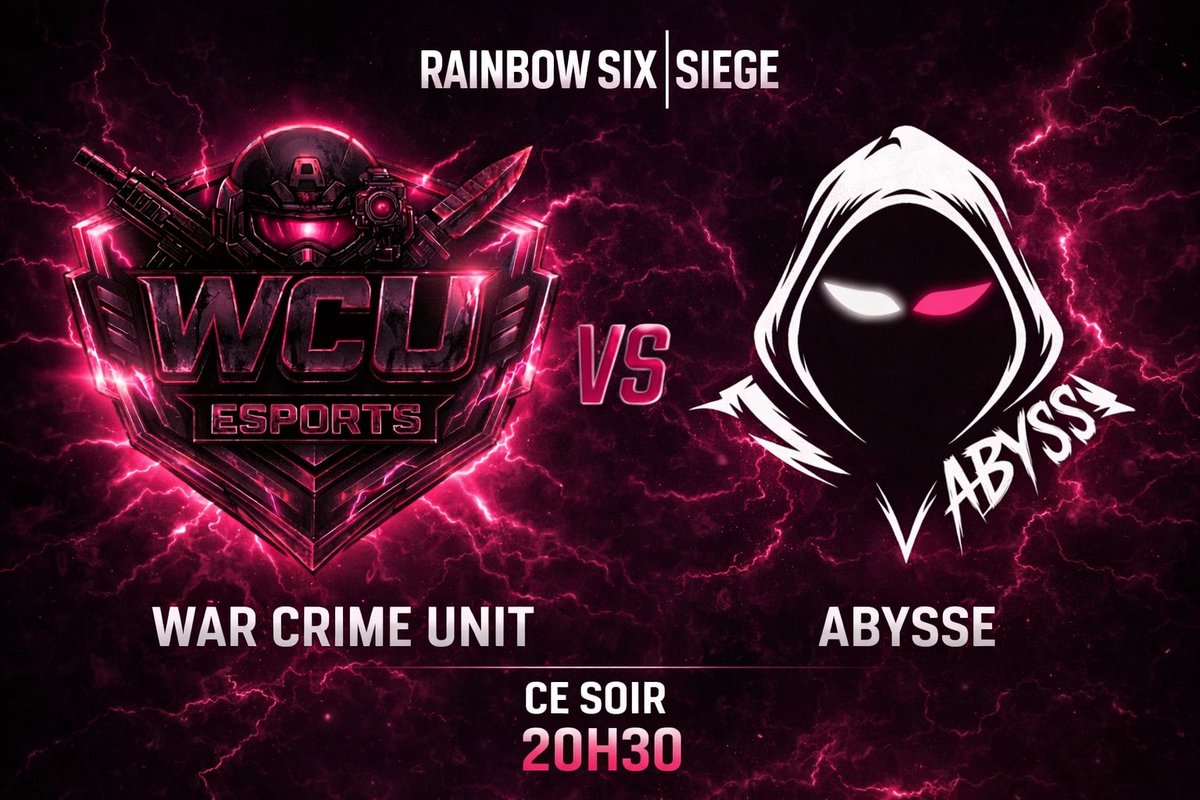 WCUesport's tweet photo. 3eme match de notre équipe R6 en @PHANTOM_LEAGUE 🏆

Ce soir 20h30 contre @AbyssR6Esports 

LINE UP 💥
•@WarnR6S 
•@INxcturne_ 
•@dimeh_prs
•@CriminalZZ91  
•@NEY0X_ 
Nous n’avons plus le droit à l’erreur … 
 
Donnez de la force à nos joueurs pour leur match ! ❤️🩷

#WCUWIN https://t.co/ziVBkBCI4Y