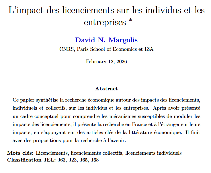 PSEresearch's tweet photo. David N. Margolis (@PSEinfo @CNRS) | L'impact des licenciements sur les individus et les entreprises
https://t.co/BwoNk28YUf https://t.co/QrnWZrUfNm