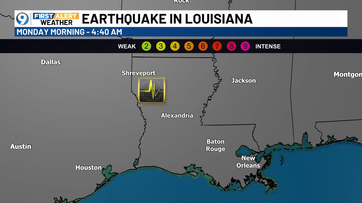 ANOTHER LOUISIANA EARTHQUAKE....The U.S. Geological Survey reports a magnitude 4.0 earthquake hit just north of Coushatta, Louisiana, at 4:41 a.m. on Monday. The quake occurred at a shallow depth of about 3 miles.  This is most likely an aftershock from last week's quake!
