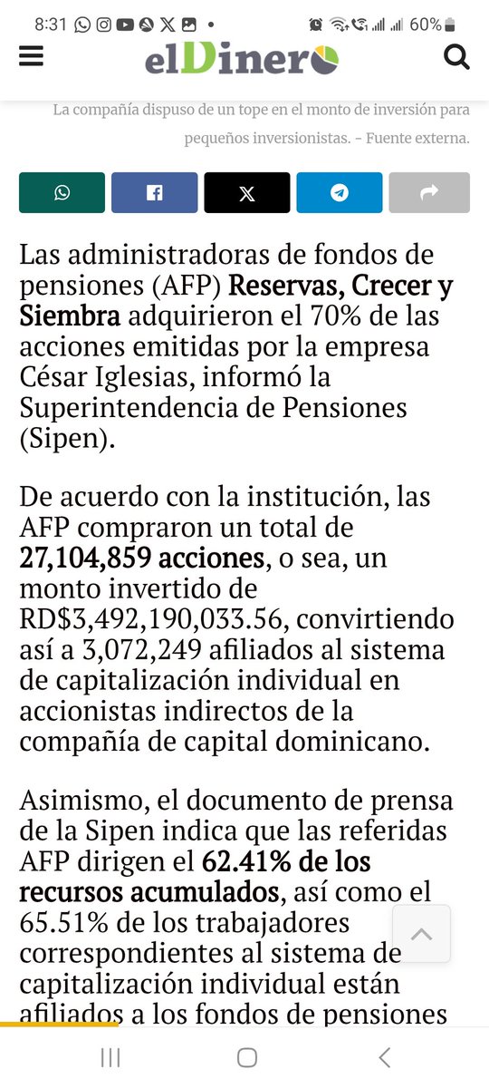 Es sumamente sospechoso que en 2 años las acciones de Cesar Iglesias perdieran $46.84 de sus valor.
¿Què significa para los afiliados el desplome de las acciones de Cesar Iglesias?
¿Por què no hubo supervisiòn y moitoreo por parte del gobierno al desempeño de estàs acciones?