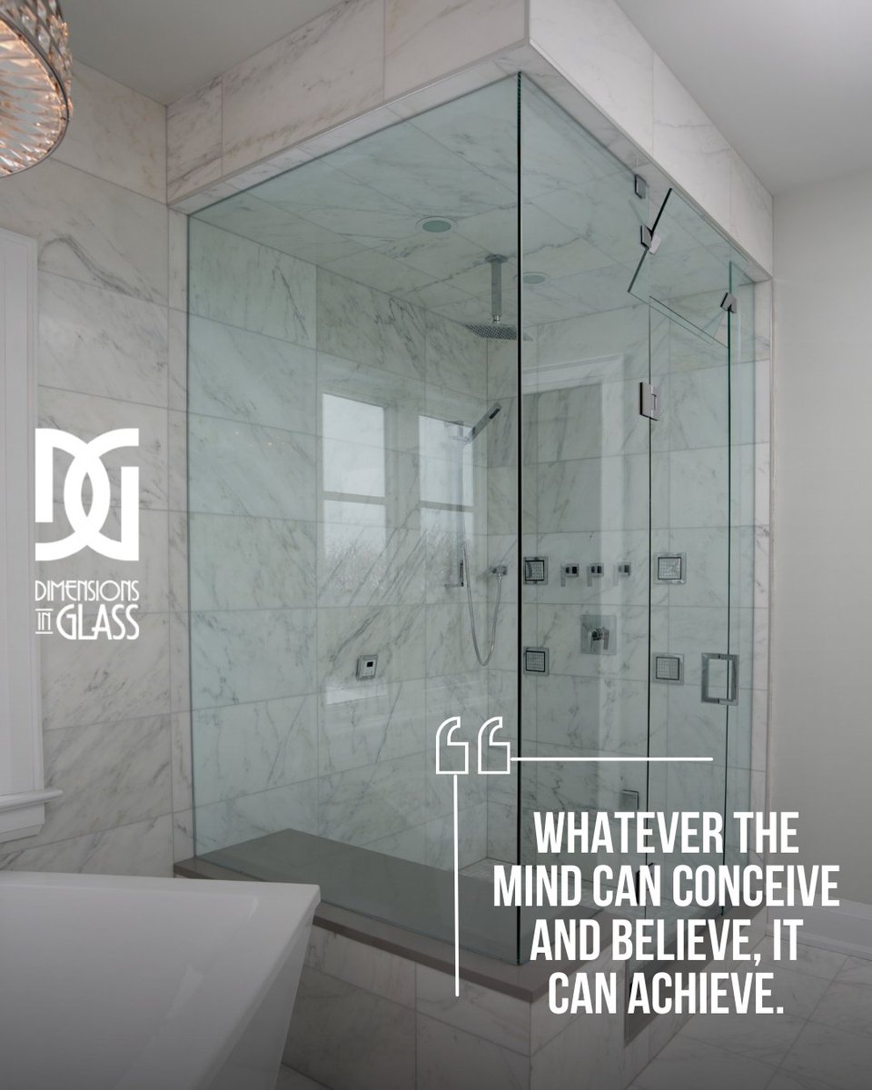 Dimensions_CT's tweet photo. "Whatever the mind can conceive and believe, it can achieve.” — Napoleon Hill.
.
.
#glassshower #framelessglassshower #customglass #customshower #Connecticut #Greenwich #Southport #Fairfield #DimensionsInGlass https://t.co/3jIOaOArsv
