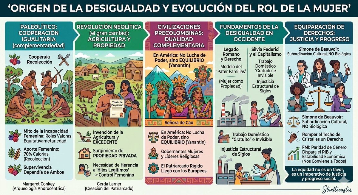 StrattocasterPy's tweet photo. ¿Alguna vez te preguntaste cuándo y por qué la mujer fue "subyugada" al varón? 🧐 No siempre fue así. La antropología moderna demuestra que en el Paleolítico existía una complementariedad de roles, no una jerarquía. Abrimos hilo sobre esta historia oculta. 👇 1/8 https://t.co/pbugTV9Zye