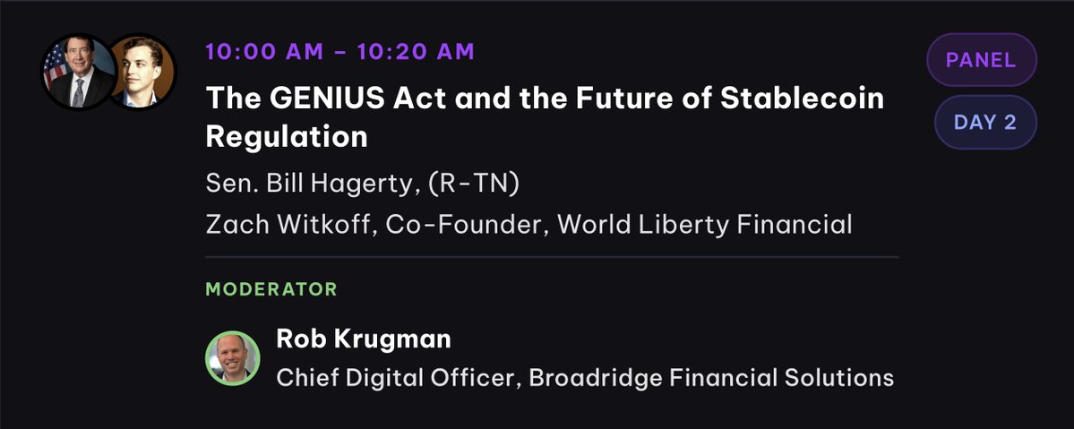 The co-founder of the fastest-growing stablecoin in crypto meets the Senator who wrote the law that made it possible.

You don't want to miss this one 👀

Learn more: dcblockchainsummit.com/agenda

<a href="/DigitalChamber/">The Digital Chamber</a> DC Blockchain Summit 2026 | March 17-18 🦅☝️