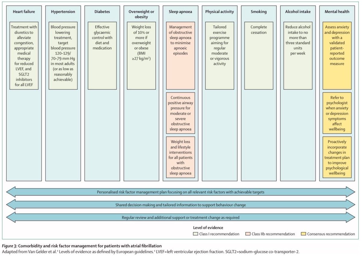 MarlonVFZR's tweet photo. 🫀⚡️𝗙𝗔: 𝗹𝗼 𝗶𝗺𝗽𝗿𝗲𝘀𝗰𝗶𝗻𝗱𝗶𝗯𝗹𝗲 🧠
@TheLancet
👇🏼👇🏼👇🏼👇🏼
📑🔗🔑🔓
https://t.co/89ht2mBRSA
⬇️⬇️⬇️⬇️
🧵👇 

📌Afecta ~37.6M 🌍 y seguirá subiendo 📈. Wearables ⌚️ detectan más FA (a veces “baja carga”)

📄🔍 𝘿𝙞𝙖𝙜𝙣𝙤́𝙨𝙩𝙞𝙘𝙤
ECG 12 derivaciones = gold standard ✅ (RR irregular + sin P). Si paroxística: Holter/patch/event 📟

🧠🛡️ 𝙋𝙧𝙞𝙤𝙧𝙞𝙙𝙖𝙙 #𝟭: 𝙥𝙧𝙚𝙫𝙚𝙣𝙞𝙧 𝘼𝘾𝙑
DOACs 🥇 > warfarina en FA no valvular: ↓ ACV/embolias y ↓ HIC 🧠🩸⬇️. Aspirina no recomendada 🚫

⌚️🤝 𝙁𝘼 𝙨𝙪𝙗𝙘𝙡𝙞́𝙣𝙞𝙘𝙖 (𝙙𝙚𝙫𝙞𝙘𝙚-𝙙𝙚𝙩𝙚𝙘𝙩𝙚𝙙)
Anticoagulación ↓ ACV isquémico ✅ pero ↑ sangrado ⚠️ → decisión compartida según riesgo

🎚️🫀 𝙎𝙞́𝙣𝙩𝙤𝙢𝙖𝙨: 𝙧𝙞𝙩𝙢𝙤 𝙩𝙚𝙢𝙥𝙧𝙖𝙣𝙤 𝙜𝙖𝙣𝙖
Control de ritmo temprano (≤12 meses) puede ↓ eventos CV/ACV 📉. Antiarrítmicos ayudan pero tienen límites 😬

🛠️⚡️ 𝘼𝙗𝙡𝙖𝙘𝙞𝙤́𝙣: 𝙘𝙖𝙙𝙖 𝙫𝙚𝙯 𝙢𝙖́𝙨 “𝙩𝙚𝙢𝙥𝙧𝙖𝙣𝙖”
Mejora recurrencia/síntomas 😌⬆️ con complicaciones graves <2% 🛡️. PFA ⚡️ promete, falta largo plazo

🧩🥗 𝙀𝙣𝙛𝙤𝙦𝙪𝙚 𝙞𝙣𝙩𝙚𝙜𝙧𝙖𝙡 (𝘼𝘽𝘾/𝘼𝙁-𝘾𝘼𝙍𝙀)
🅰️ ACV 🛡️ + 🅱️ síntomas 🎚️ + 🅲️ comorbilidades (HTA, obesidad, SAOS, alcohol) 🧂⚖️😴🍷. Reevaluar siempre 🔁

‼️Si te sirve: ❤️ Me gusta | 🔁 Repost | ➕ Follow para más #MedED en #ClubCrit 😄🧠🫶

📚📖 Más en el blog #ClubCrit 👉 [https://t.co/qdAYdo8wP9]

#ClubCrit #CardioTwitter #AFib #Cardiology #stroke #Anticoagulation #DigitalHealth #RhythmControl #EP #Ablation #Diagnosis #ICU #CriticalCare #CuidadoCrítico #MedTwitter #CritCare #Diagnóstico #icu #intensivecare #diagnosis #management #UCI #Tratamiento #MedicinaBasadaEnEvidencia #POCUS #MedEd #Medicina #Emergencias #FOAMed #FOAMcc #MedX #IntensiveCare #EducaciónMédica #MedIntensiva #MedXCommunity #MedicinaCrítica #MedED #CritCare #ICUmanagement #MustRead #LecturaRecomendada