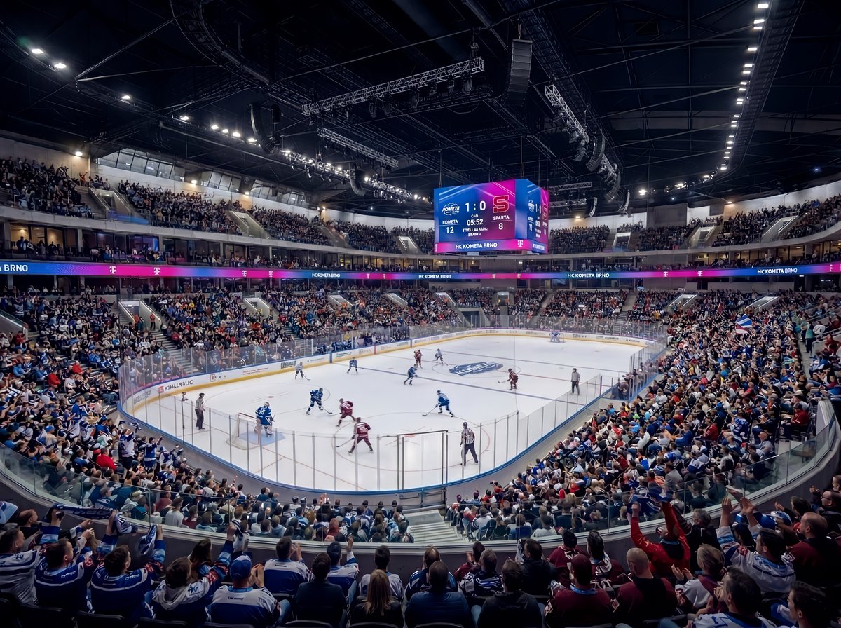 ArenaBrno's tweet photo. Budoucnost brněnského hokeje: Pohled do nitra nové T-ARENY📷📷
Představujeme vám vizualizaci interiéru nové multifunkční haly v Brně. Tento pohled zachycuje atmosféru během hokejového utkání, kdy moderní technologie a promyšlená architektura vytvářejí jedinečný zážitek. https://t.co/gEI4QlHRf3