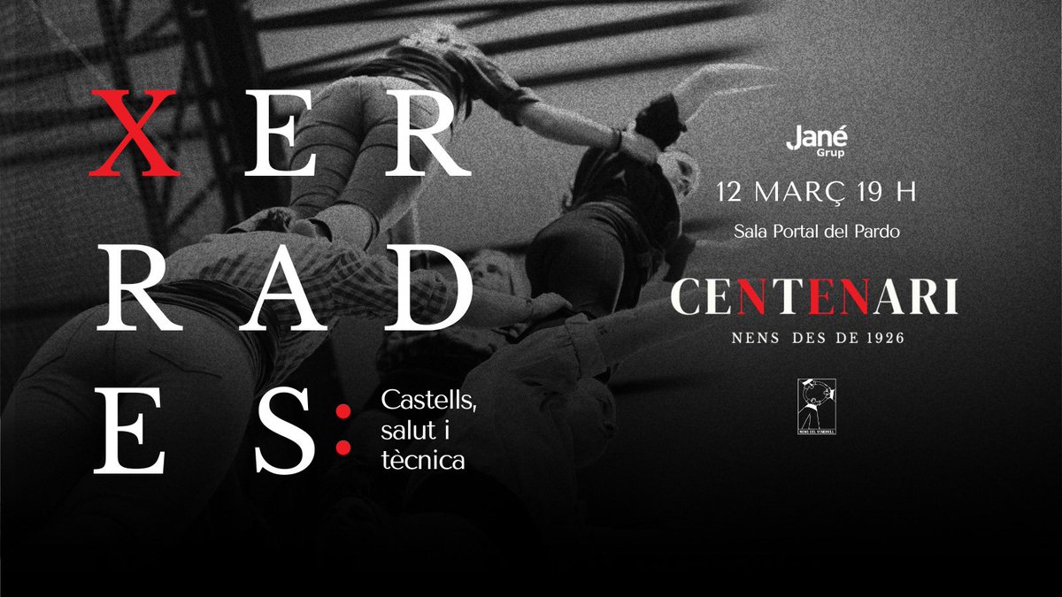 Els 💯 anys dels Nens
Castells, salut i tècnica

📆 Dijous 12/03
🕖 19 h
📍Sala Portal del Pardo 

👥 Intervindran👇🏼
Aleix Casas Plasa i Montserrat Plasa Rosell
Modera: Xavi Inglès

#SomNens #SomCentenaris