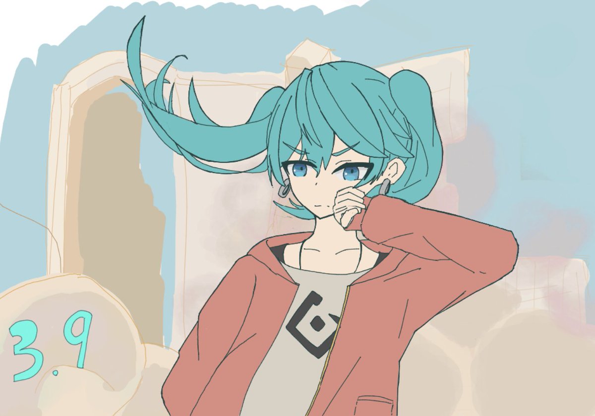 moraruseint's tweet photo. 去年のミクの日の絵のリメイクのつもり
上手くなったように見えるけど、時間かけただけなんよね
この頃の方が髪が上手かも？
⬇去年の再掲 https://t.co/VGb4u47SzP