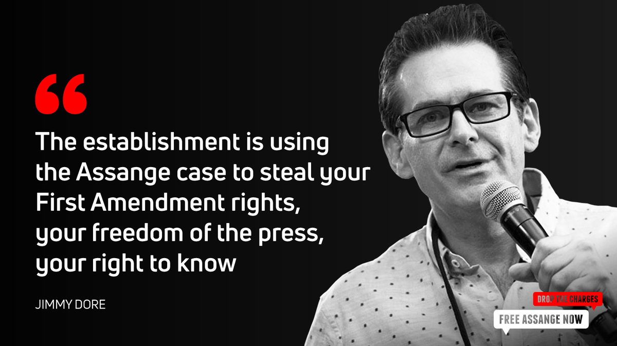 "Das Establishment benutzt den Assange Fall, um eure verfassungsmäßigen Rechte zu stehlen, eure Pressefreiheit, euer Recht auf Information"

-- <a href="/jimmy_dore/">Jimmy Dore</a> 
politischer Kommentator

#PardonAssange
#JournalismIsNotACrime

via <a href="/SomersetBean/">Bean</a>